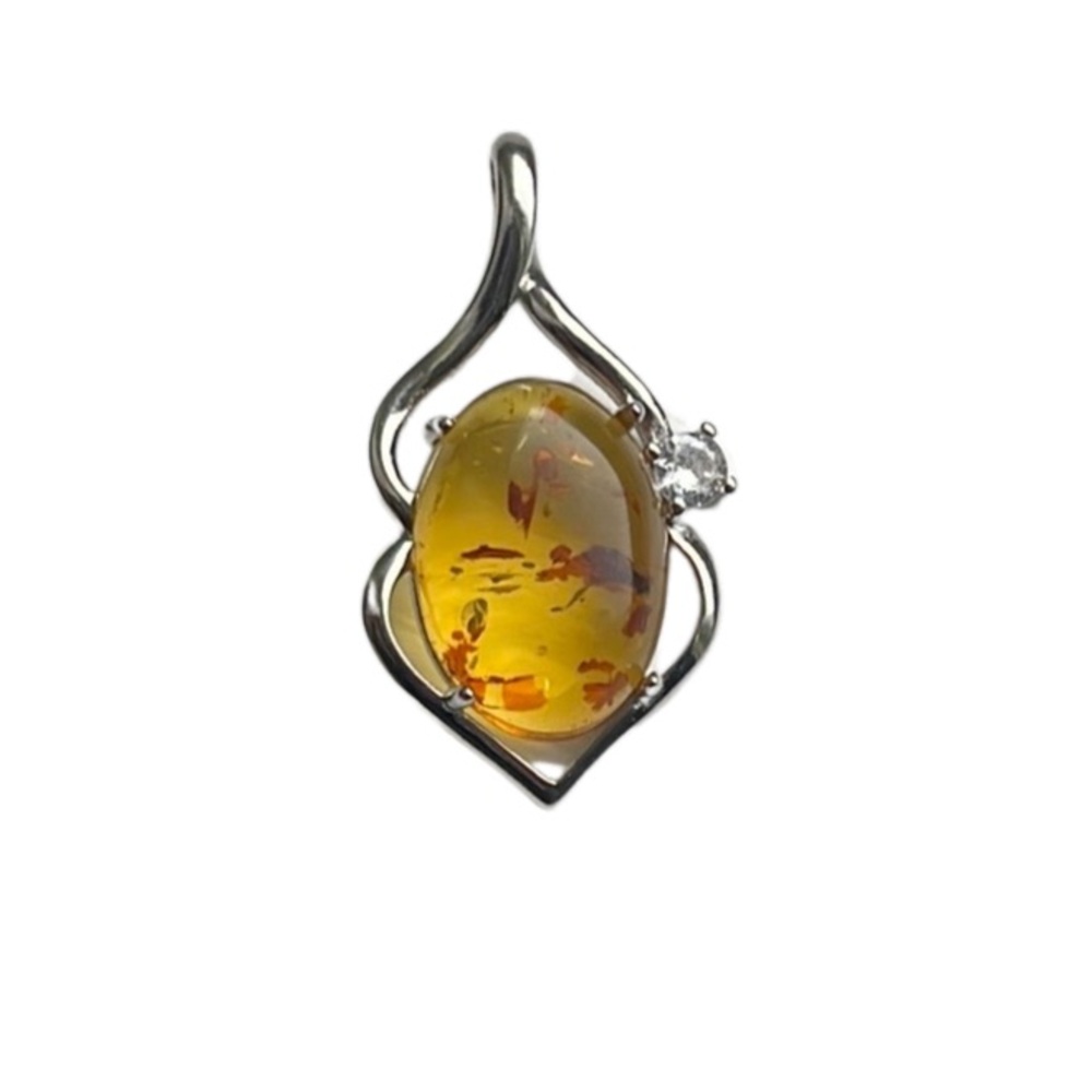 Silver and amber pendant